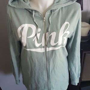 PINK green zip up hoodie